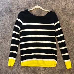 LOFT Striped Sweater with a Yellow Accent - Med